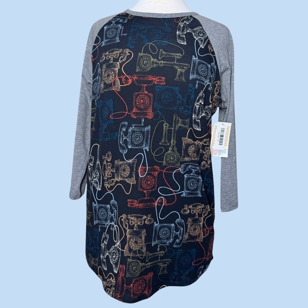 Lularoe Long Tee Tunic Randy Size M/10-12 - NWT- Telephone Print 3/4 Sleeve